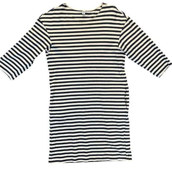 Uniqlo Womens Navy & White Striped Long Sleeve Dress XS - Picture 1 of 7